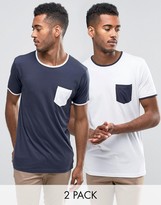 Thumbnail for your product : Brave Soul 2 Pack Chest Pocket T-Shirt