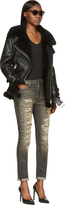 Thumbnail for your product : R 13 Black Shredded Slouch Skinny Jeans