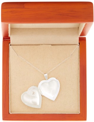 Argentovivo Heart Locket with CZ Chip Necklace