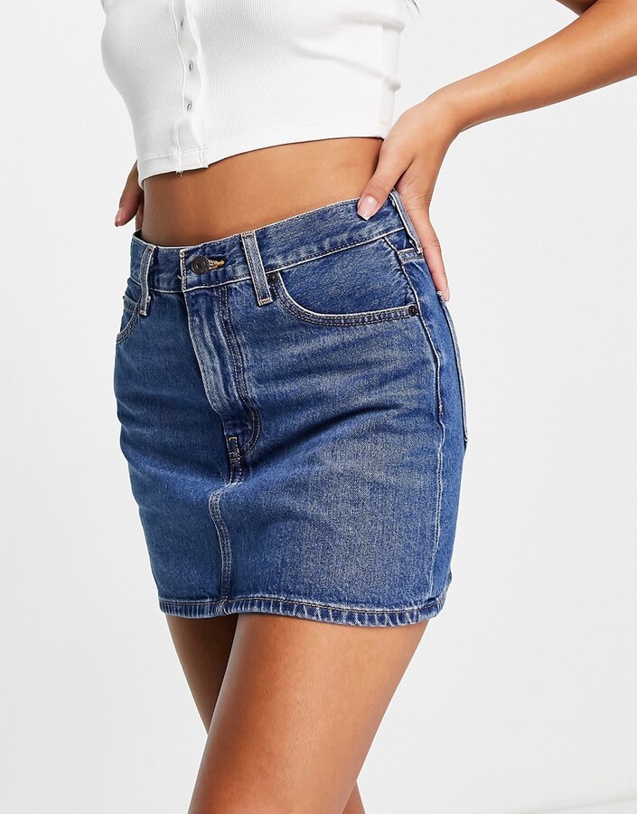 Levi's 70s high rise mini skirt in mid wash - ShopStyle