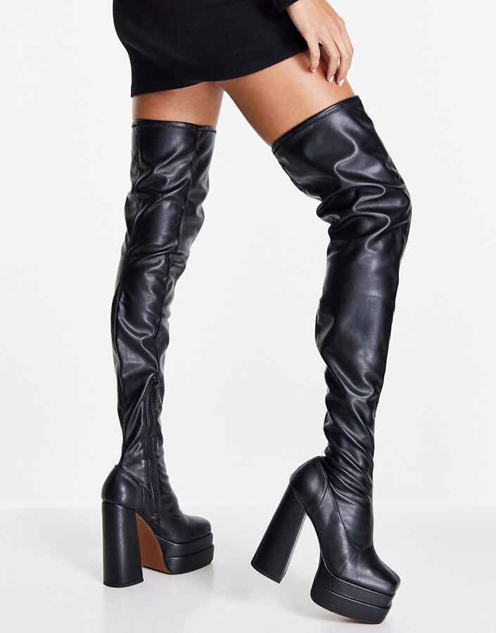 Details about   Women's Chic Buckle Platform Super High Heel Knitted Over Knee Boots Shoes fz88 