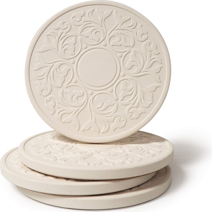 CoasterStone Absorbent Stone Coasters, “Victorian Lace Set of 4