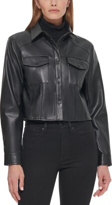 Calvin Klein Women Black Leather Jackets | ShopStyle