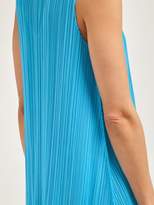 Thumbnail for your product : Pleats Please Issey Miyake Pleated Trapeze Cut V Neck Midi Dress - Womens - Blue