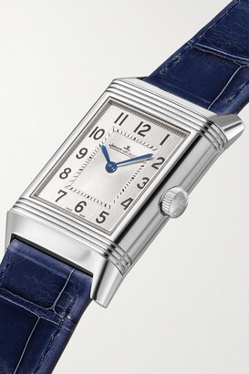 Jaeger-LeCoultre Reverso Classic Duetto Hand-wound 40mm X 24mm Medium Stainless Steel, Alligator And Diamond Watch - Silver