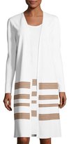 Thumbnail for your product : Lafayette 148 New York Cotton Crepe Yarn Striped Long Cardigan, Multi