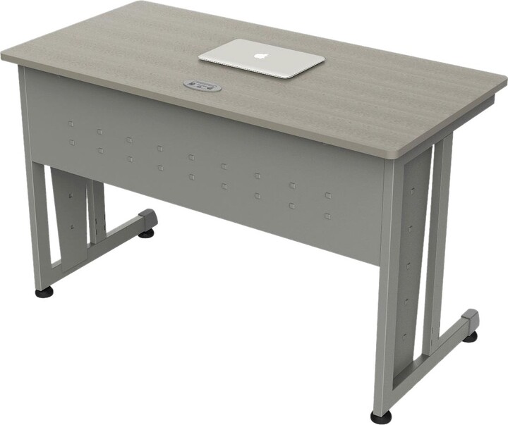 Laptop Table for Home or Office Oatmeal Linea Italia Trento Modern Large Writing Easy to Assemble Metal Computer Desk with Wood Top 48 x 24 