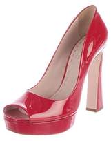 Thumbnail for your product : Miu Miu Patent Leather Peep-Toe Pumps