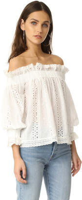 Endless Rose Off Shoulder Top with Ruffle Cuffs