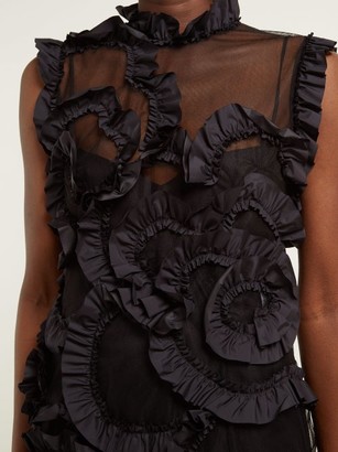 4 Moncler Simone Rocha - Ruffled Tulle Midi Dress - Black