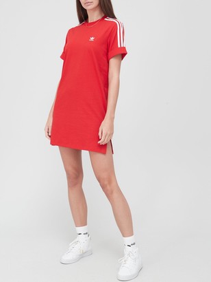 adidas Stripe T-Shirt Dress Red ShopStyle