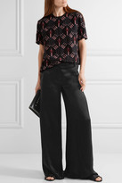 Thumbnail for your product : Valentino Hammered-satin Wide-leg Pants - Black