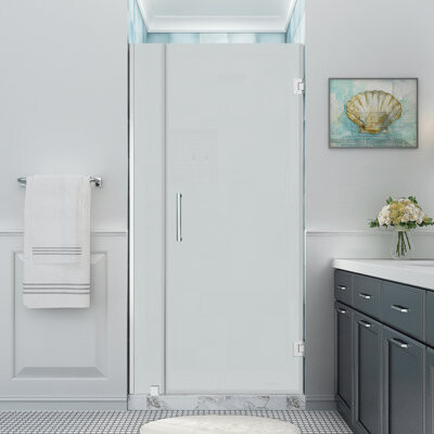 Aston Belmore XL 39.25 - 40.25 in. W x 80 in. H Frameless Hinged Shower Door with StarCast Glass