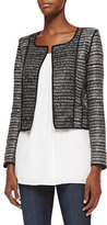 Thumbnail for your product : Milly Cropped Open-Front Cardigan w/ Piping