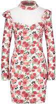 Thumbnail for your product : boohoo Floral Mesh Insert Puff Sleeve Mini Dress