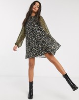 Thumbnail for your product : ASOS DESIGN trapeze mini dress in mixed ditsy floral print