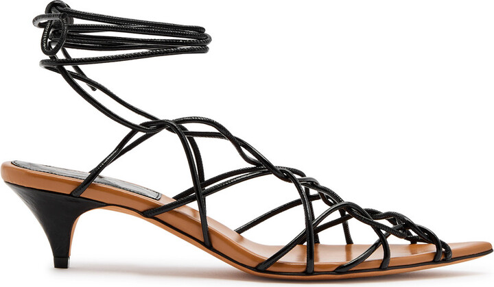 KHAITE Arden 45 Patent Leather Lace-up Sandals