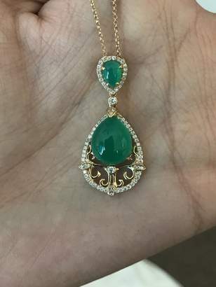 Etsy Green Agate & Diamond Vintage Style Pendant 14k Yellow Gold - READY TO SHIP - Anniversary Gifts for