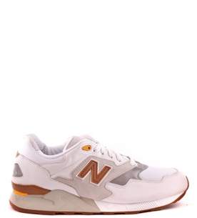 New Balance Men's White Leather Sneakers.