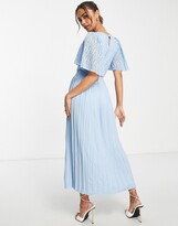 Thumbnail for your product : Little Mistress lace detail flutter sleeve dress in blue