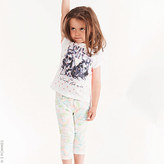 Thumbnail for your product : 3 Pommes Girl slim fit printed cropped pants