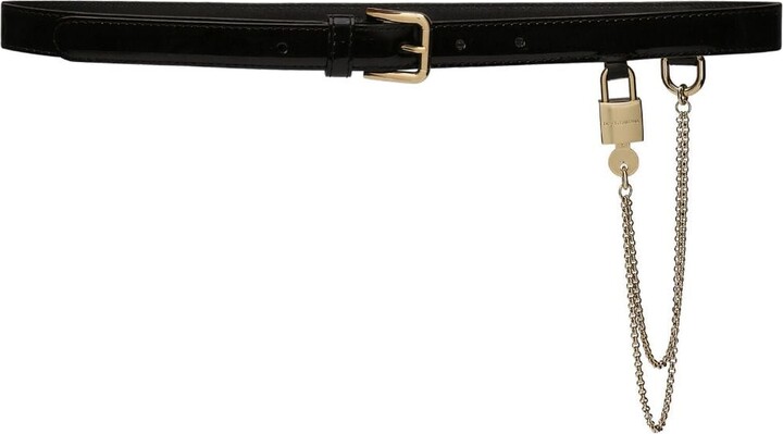 Dolce & Gabbana Patent Leather Belt Black
