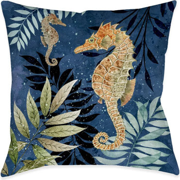 Laural Home Coastal Friends Seahorse Outdoor Decorative Pillow