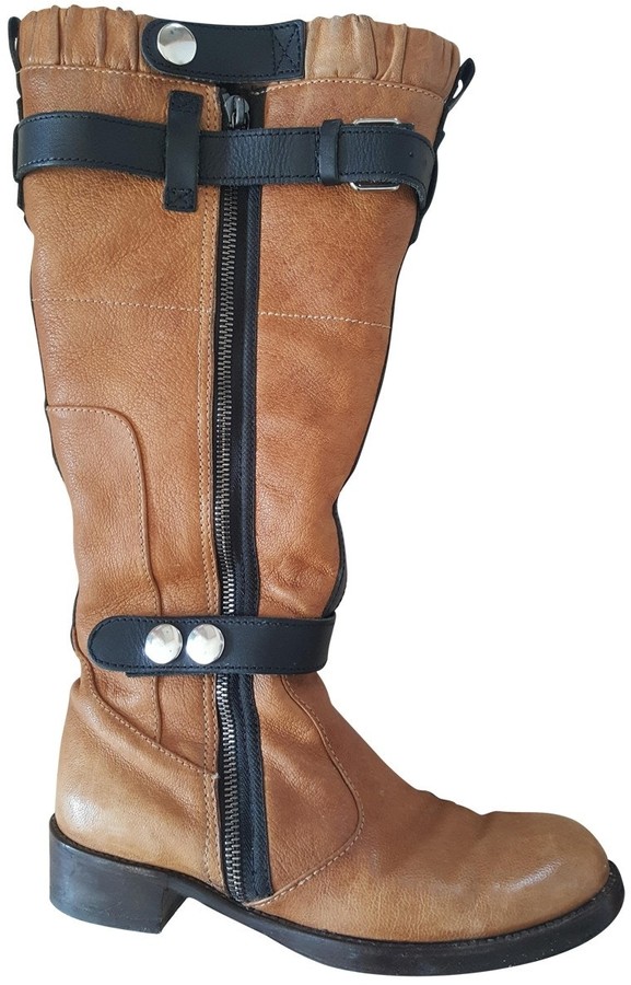 camel leather booties