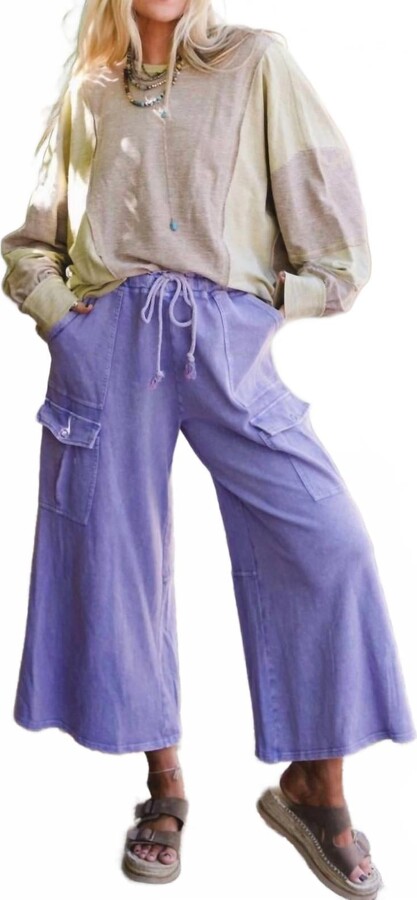 three bird nest Cargo Cascade Wide Leg Pant In Blue