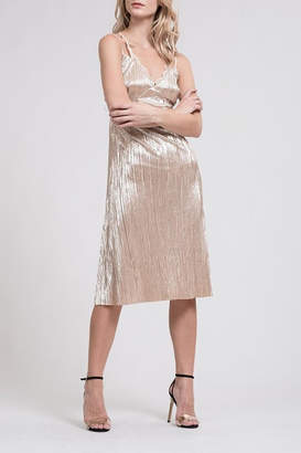 J.o.a. Pleated Lace-Trim Dress