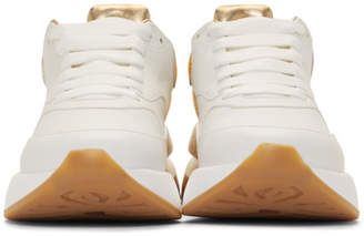 Alexander McQueen White and Gold Oversized Runner Sneakers