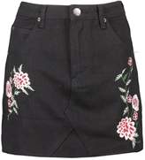Thumbnail for your product : boohoo Petite Embroidered Denim Mini Skirt