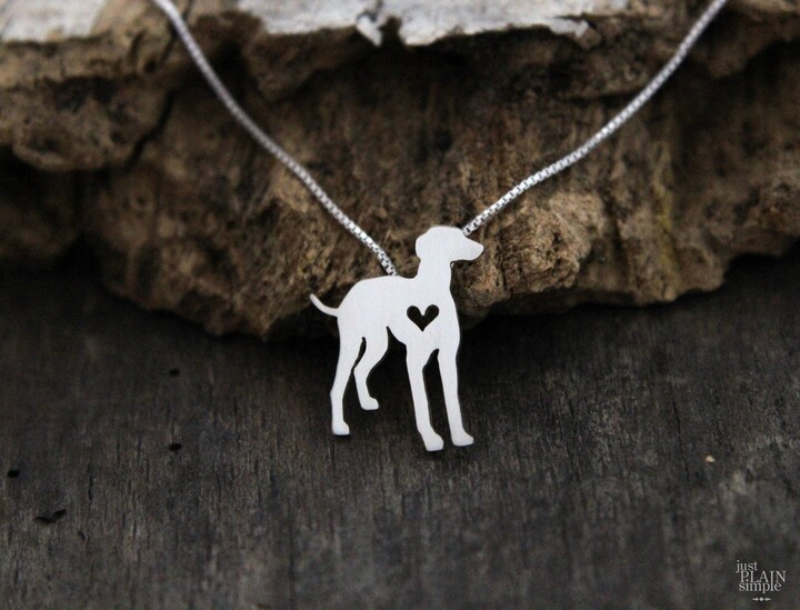 Etsy Tiny Greyhound Necklace Sterling Silver Hand Cut Dog Pendant & Heart