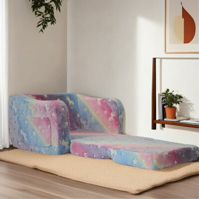 George Oliver Pink Convertible , 21 Couch Sleeper With High Foam, Linen Upholstery, Solid Wood Base For Rest And Relaxation Compression Modular In - Lounger Foam Cu