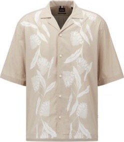 HUGO BOSS Regular-fit shirt in floral-print cotton voile- Light Beige Men's  Casual Shirts size XL - ShopStyle T-shirts