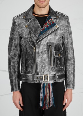 Facetasm Black Distressed Leather Jacket