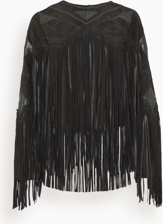 Dolci Long Sleeve Leather Top in Black