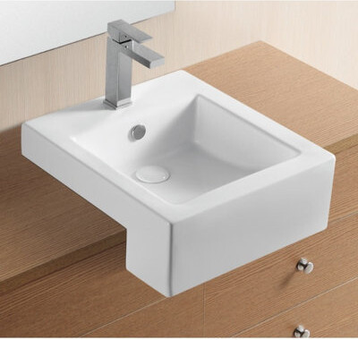 Caracalla Ceramica II Ceramic Rectangular Vessel Bathroom Sink with Overflow