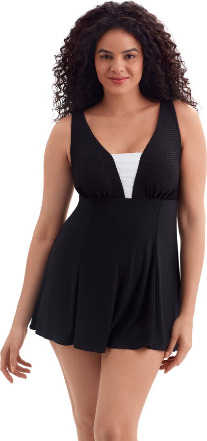 Longitude Plunge Long Torso Swim Dress