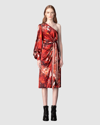 LEO LIN - Women's Red Dresses - Romantica Galaxy Silk Knotted Dress - Size One Size, 8 at The Iconic