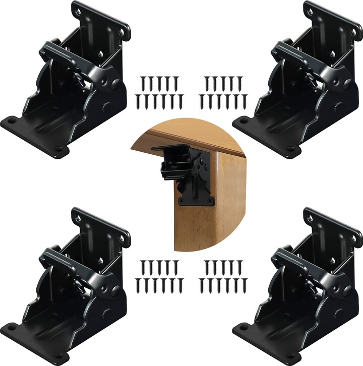 8pcs Folding Brackets 0-90 Degrees Folding Table Legs Brackets Heavy Duty Lock Extension Support Bracket Self-Lock Hinges