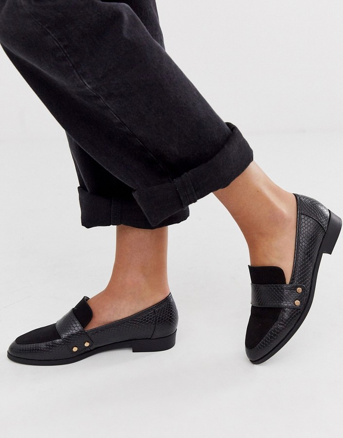London Rebel loafer in black snake - ShopStyle Flats