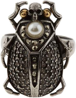 Alexander McQueen Crystal Beetle Embellished Ring