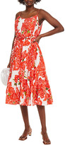 Thumbnail for your product : Rhode Resort Lea Belted Gathered Floral-print Cotton Midi Dress