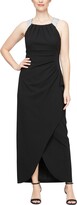 Thumbnail for your product : SL Fashions Women's Jewel Neck Drape Front Dress