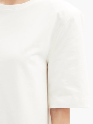 Tibi Shoulder-padded Cotton-jersey Shift Dress - White