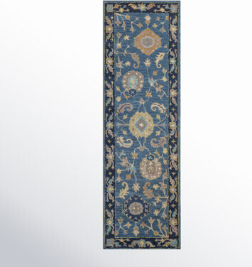 Frances Floral Handmade Tufted Wool Azure Area Rug