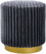 Everly Quinn Round Accent Stool Base Stainless Steel Fur Fabric Primary Living Room