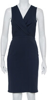 Thumbnail for your product : Gucci Navy Blue Cotton Faux Wrap Detail Sleeveless Sheath Dress S