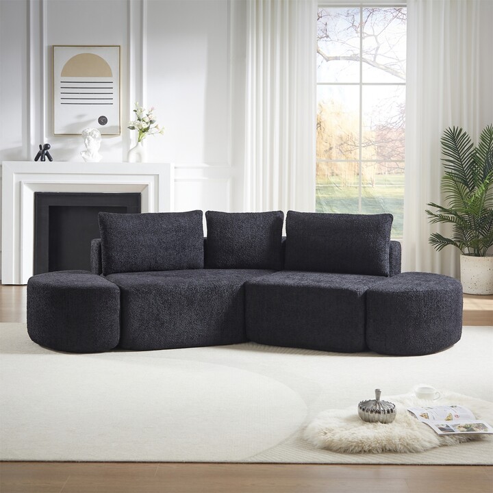 clihome 106.3-inch V-Shape Modular Sectional Sofa with Throw Pillows